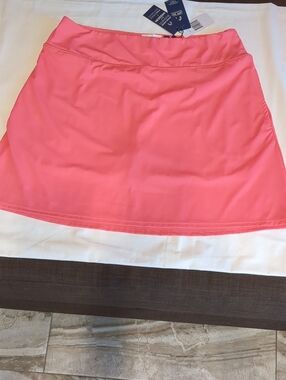 Cabana Life Coral Coral/Pink Athletic Swim Skort 17" -Pockets- NWT Size L UPF 50
